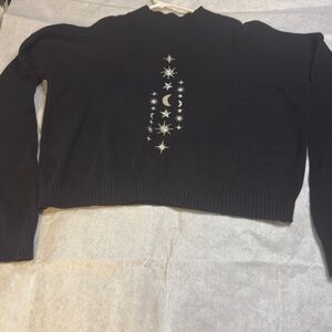 Disturbia Cropped Celestial Goth Witchy Sweater Jumper Size L
